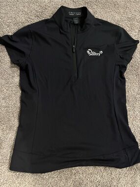 Greyson Women's Black Short-Sleeve Quarter-Zip Top with Sentry Logo, Small